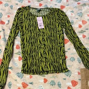 Wild Fable Lime and Black Zebra Print Blouse